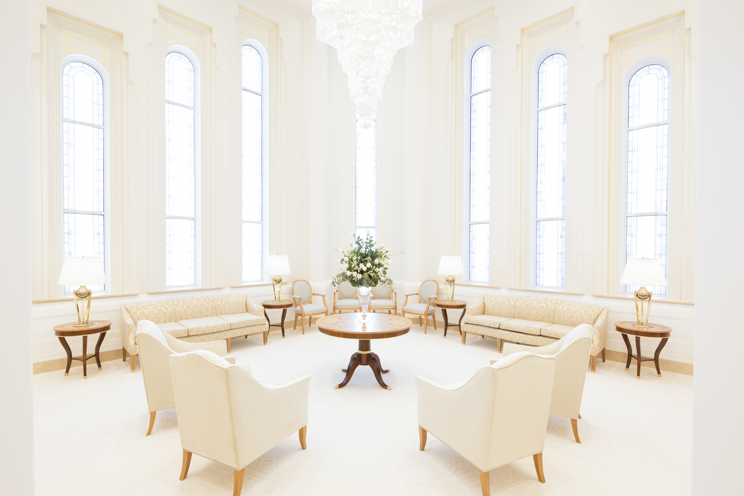 A white room inside the Buenos Aires Argentina Temple.